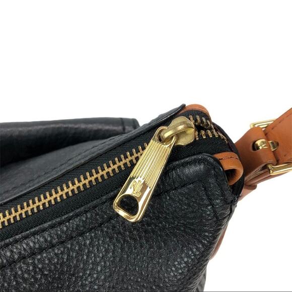 Lauren by Ralph Lauren "Asher" Hobo Black Tumbled Leather Shoulder Bag - Picture 4 of 14